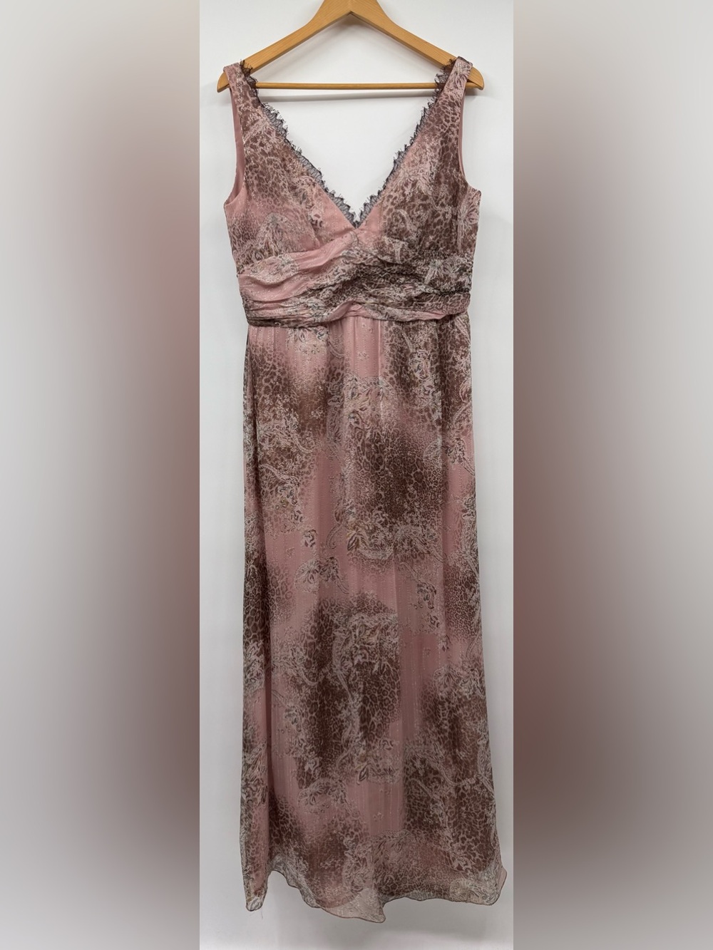 Kay Unger Silk Maxi Dress Sleeveless VNeck Cocktail Wedding Elegant SZ 14